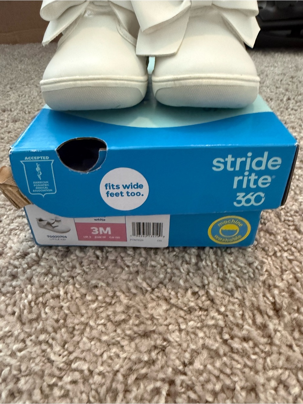 Stride Rite White Baby Bow Slip-On Sneakers - Picture 2 of 4